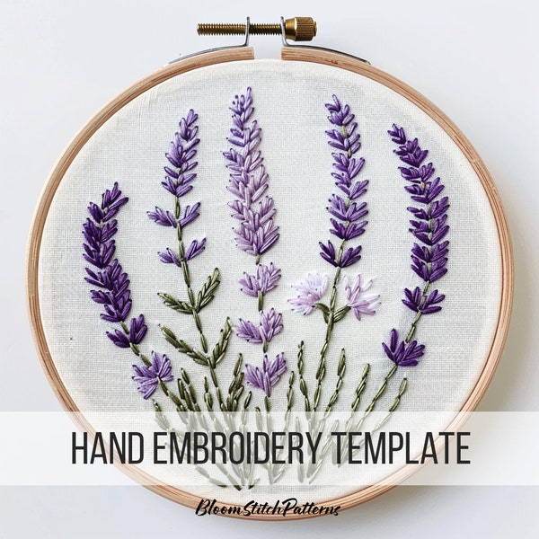 Simple lavender Embroidery Pattern, Instant Download, Beginner friendly, Embroidery Download, Easy Wild Flowers Embroidery, Nature Design