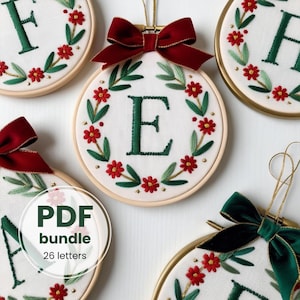 Christmas Alphabet Embroidery Pattern Bundle (PDF)