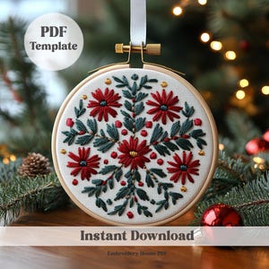 Christmas ornament Embroidery art, Christmas Embroidery Pattern, Christmas tree Embroidery Art, Winter embroidery Designs, Christmas Crafts