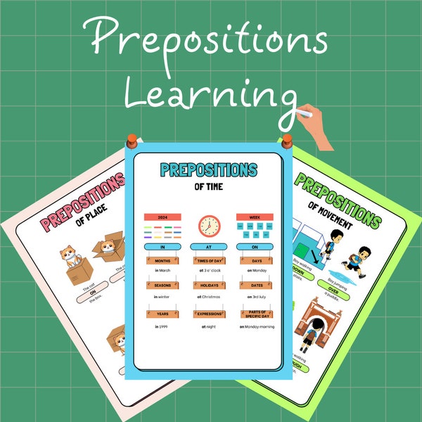 Prepositions Mastery Set | Prepositions learning for kids | Preposition activity | Learning posters, worksheets, flashcards