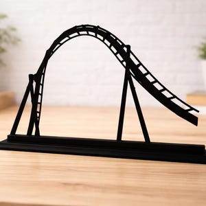 Zero G Roll Silhouette – B&M Roller Coaster Element | 3D Printed PLA Black | Minimalist Coaster Decor