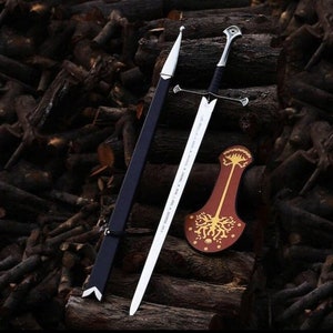 ANDURIL Sword of Aragorn Strider Flame of The West With Free Wall Mount and Scabbard High Quality Stainless Steel Aragorn Ranger Sword