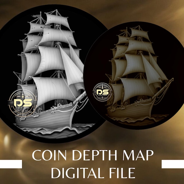 Coin Depth Map | Optimised Resolution PNG File | For Lightburn 3D Slice Mode | (Digital File)