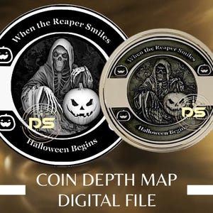 Halloween 3D Coin Depth Map: Lightburn Digital Download