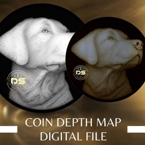 Labrador Portrait | 3D Coin Depth Map | Grayscale PNG File for Lightburn 3D Slice Mode | Digital Download