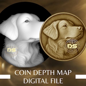 Labrador Retriever | 3D Coin Depth Map | Grayscale PNG File for Lightburn 3D Slice Mode | Digital Download
