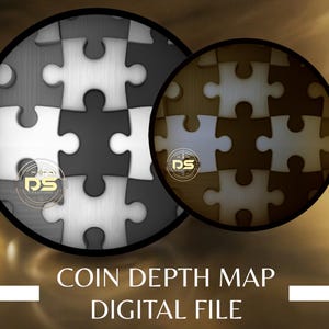 Jigsaw Coin Depth Map: 3D Deep Engrave PNG (Digital Download)