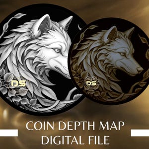 Husky | 3D Coin Depth Map | Grayscale PNG File for Lightburn 3D Slice Mode | Digital Download