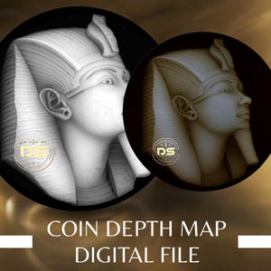 Egypte | '3D' diepgegraveerde grijswaarden muntdieptekaart | PNG | Geoptimaliseerde resolutie | Voor Lightburn 3D Slice-modus