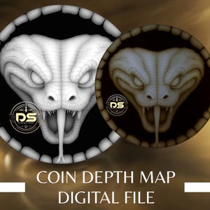 3D Snake Coin Depth Map: Grayscale PNG for Lightburn (Digital Download)