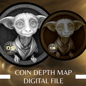 Gremlin Coin Depth Map: 3D Engrave PNG File (Digital Download)