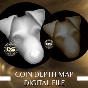 Jack Russell | 3D Coin Depth Map | Grayscale PNG File for Lightburn 3D Slice Mode | Digital Download