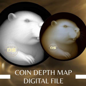 Bever | '3D' diepgegraveerde grijswaarden muntdieptekaart | PNG | Geoptimaliseerde resolutie | Voor Lightburn 3D Slice-modus
