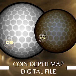 Golfbal | '3D' diepgegraveerde grijswaarden muntdieptekaart | PNG | Geoptimaliseerde resolutie | Voor Lightburn 3D Slice-modus
