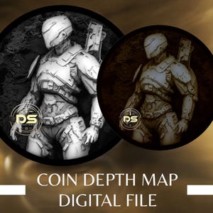 Battle Suit Exoskeleton Coin Depth Map: 3D Engrave PNG (Digital Download)