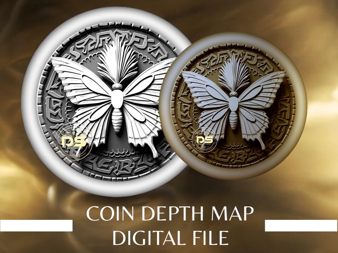 Butterfly Depth Map File for Coin, Wood or Slate Engraving - Etsy