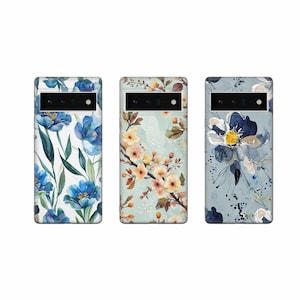 Watercolor flowers Phone Case Blue blooms design Cover for Pixel 9 8A 7 Pro Oneplus Nord, Oppo X6 Vivo V27 Honor Magic Xiaomi Poco Realme