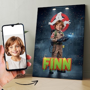 Custom Ghost Portrait from Photo – Personalized Ghost Hunter Wall Art for Kids – Unique Gift for Boys