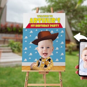 Cartello di benvenuto personalizzato in stile cowboy, poster stampabile per feste del Far West, decorazioni per compleanni in stile western, file digitale in stile sceriffo per bambini