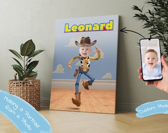 Custom Cowboy Hero Portrait – Personalized Printable Poster from Photo – Kids Wild West Birthday Gift – Digital Wall Art for Boys & Girls