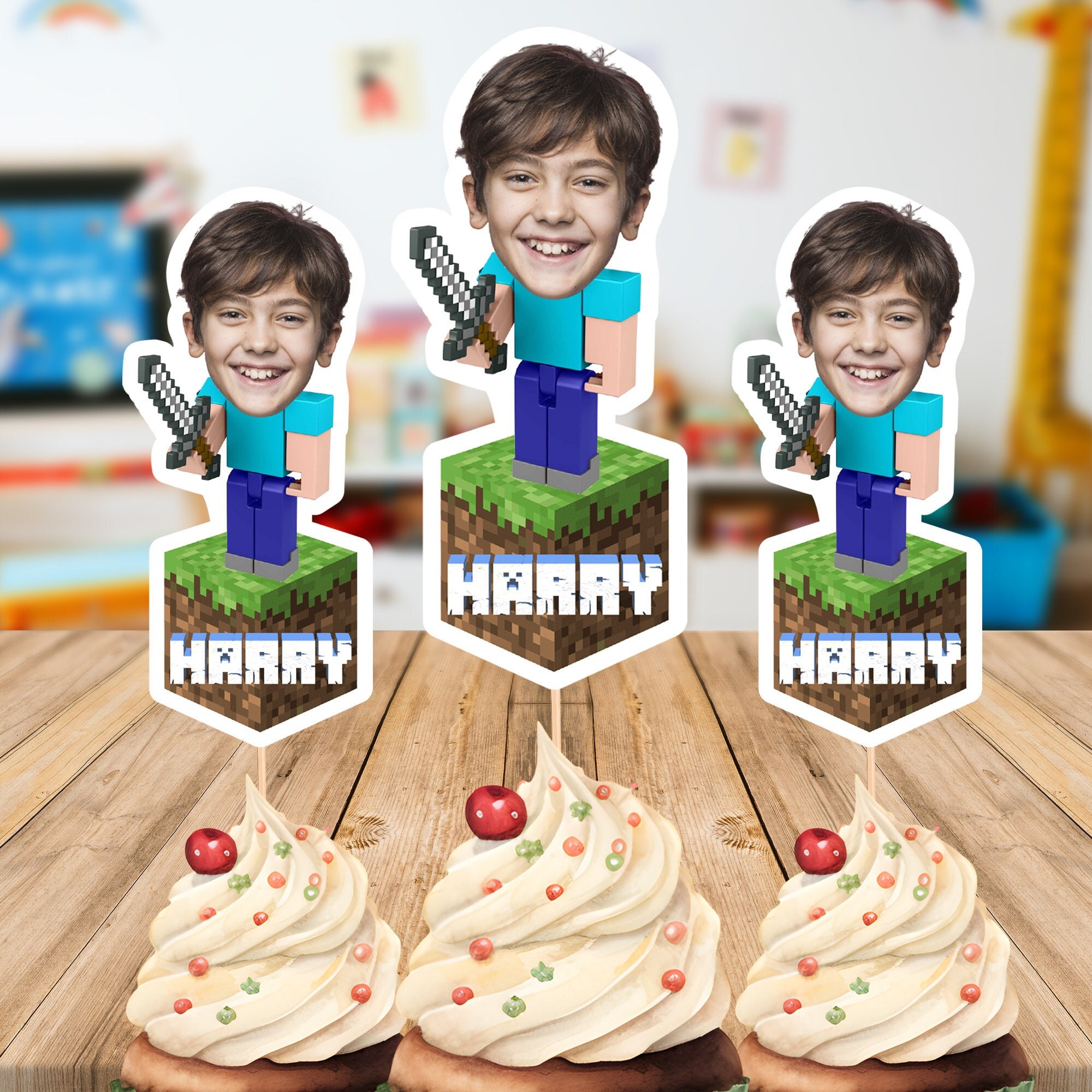 Block-Style Custom Cupcake Toppers