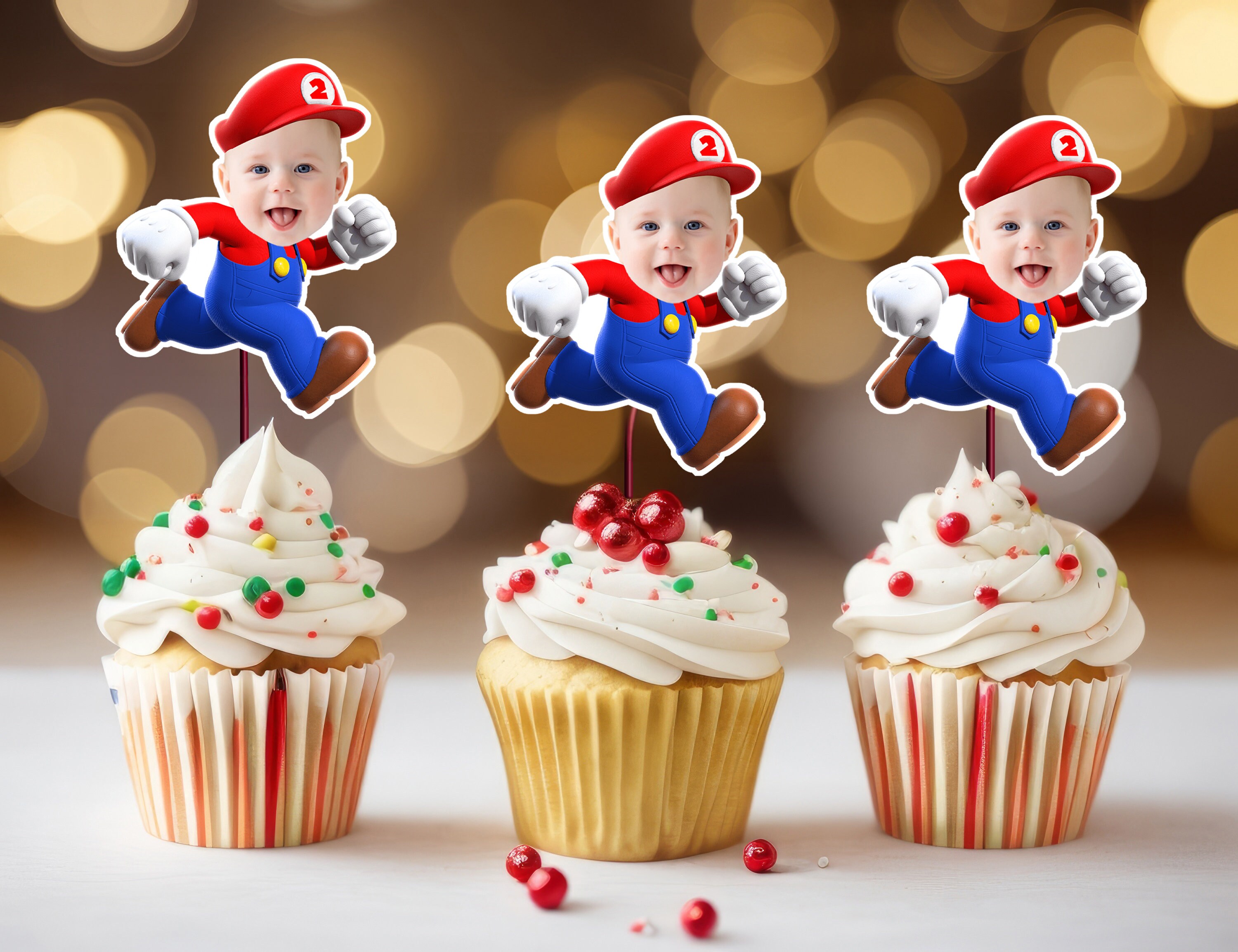 Custom Super Mario Cupcake Topper Printable Cake Topper Mario 1st ...