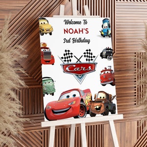 Editable Cars Welcome Sign - Lightning McQueen Birthday Welcome Board - McQueen Baby Birthday Welcome Poster - Printable Template A004