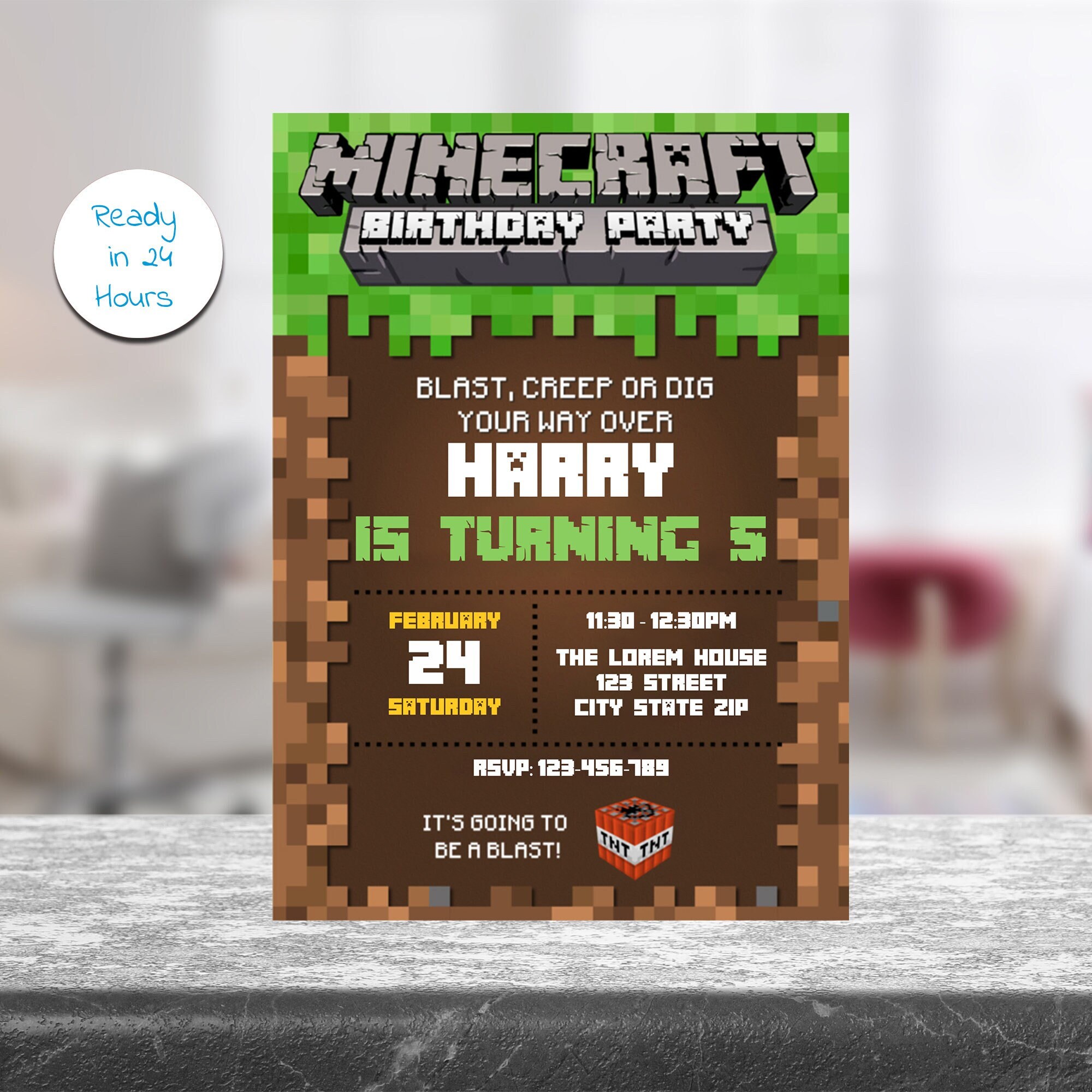 Printable Minecrafter Birthday Invitation Gamer invitation Minecraft Birthday invitation Minecraft Party Decorations Boys