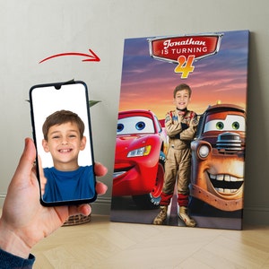 Letrero de bienvenida de coche de carreras personalizado, póster de fiesta de velocidad personalizado, decoración de cumpleaños de corredor rojo, archivo JPG y PDF imprimible para niños