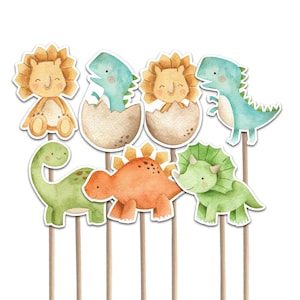 Printable Dinosaur Centerpieces, Dinosaur Cutouts Cake Topper, Baby Shower Birthday Decorations, No Editing, Instant Download, Dino Theme
