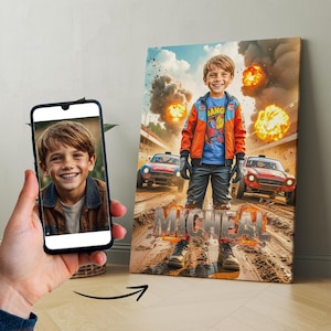 Retrato Personalizado Banger Racing - Arte de Coches de Carreras, Regalo para Él/Ella, Decoración de Habitación Infantil