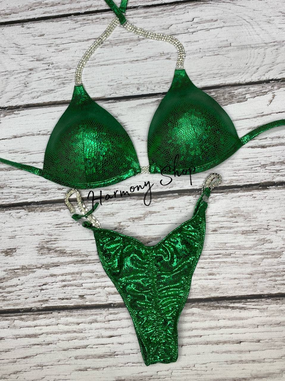 Green Shine Base Fitness Bikini, Figure Bikini, Bikini Suit