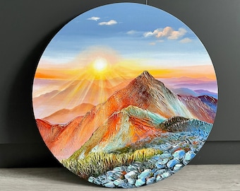 Textured Mountain Landscape Acrylic Painting: Carpathian Sunrise Art