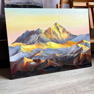 Original Everest Mountain Painting: 3D Impasto Acrylic Landscape Art