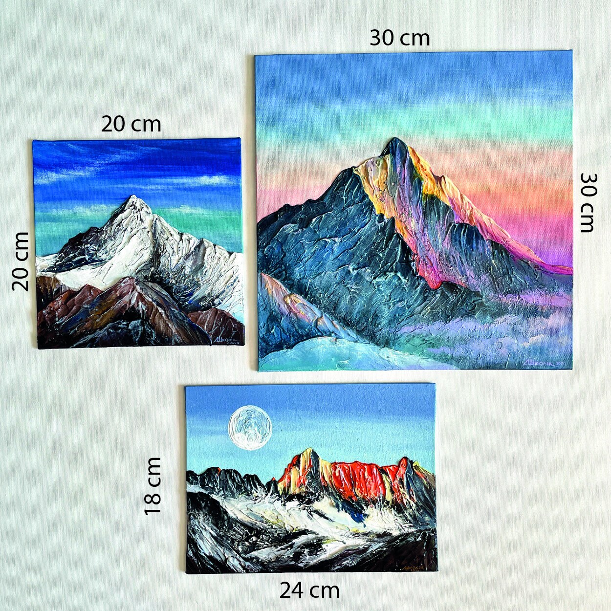 Textured Mountain Landscape Acrylic Painting Set: Impasto