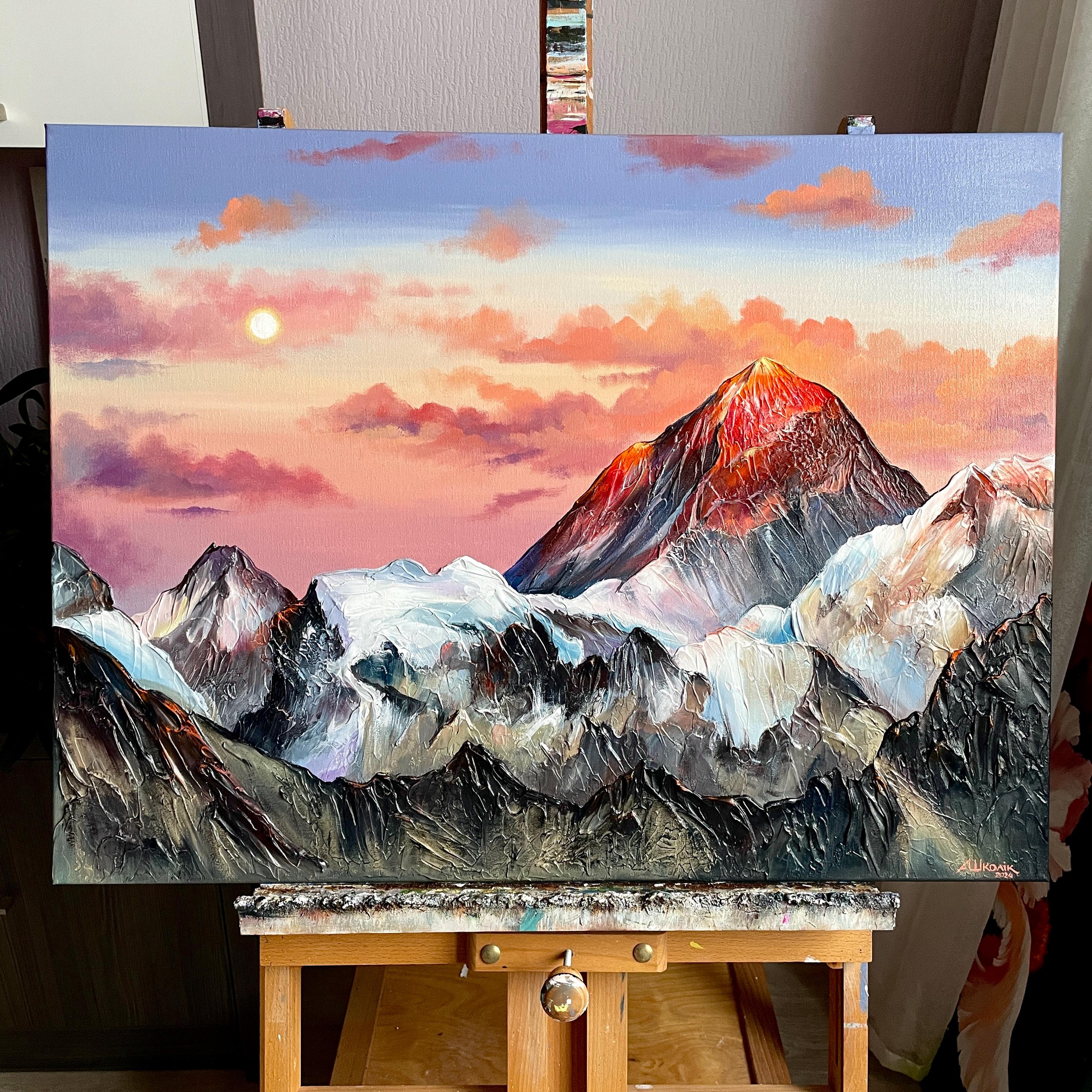Original Everest Painting: 3D Impasto Acrylic Mountain Landscape