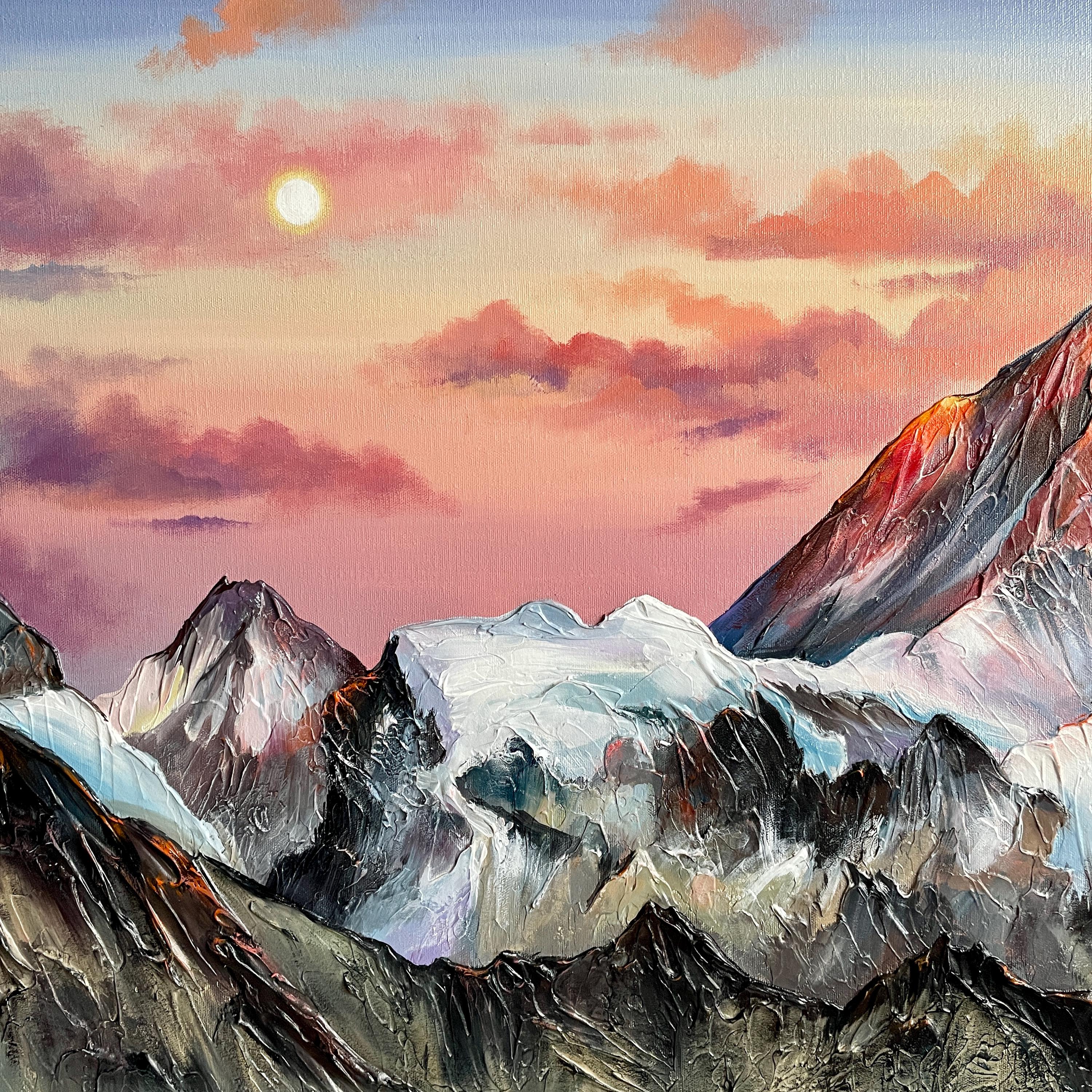 Original Everest Painting: 3D Impasto Acrylic Mountain Landscape