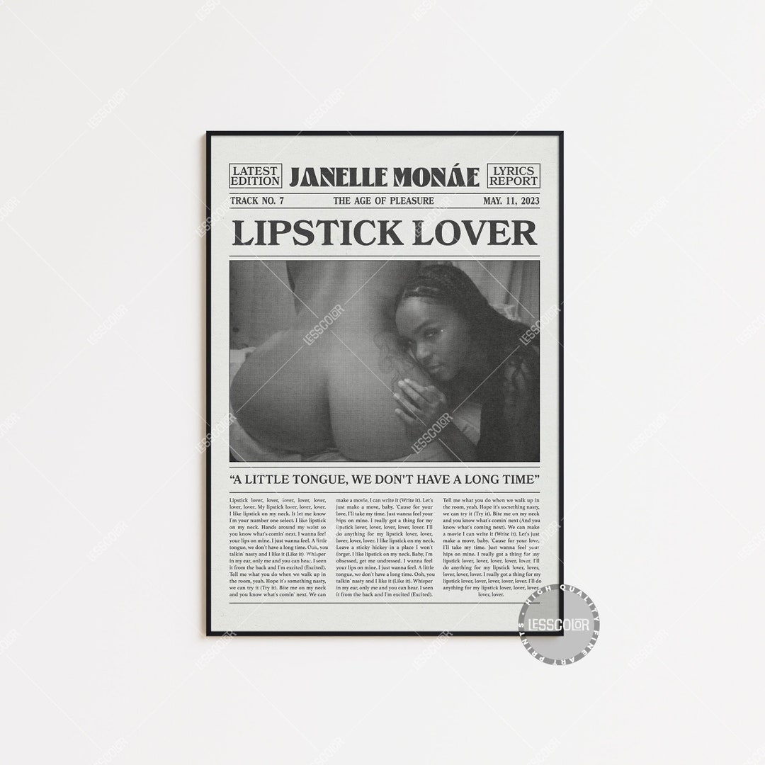 Janelle Monáe Retro Newspaper Print, Lipstick Lover Poster, Lipstick