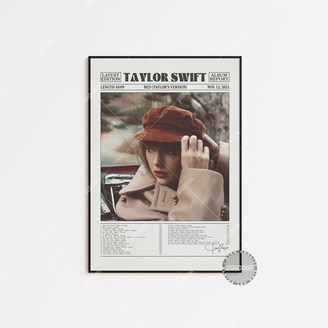 Taylor Swift Retro Newspaper Print, Red Taylor's Version Poster, Taylor