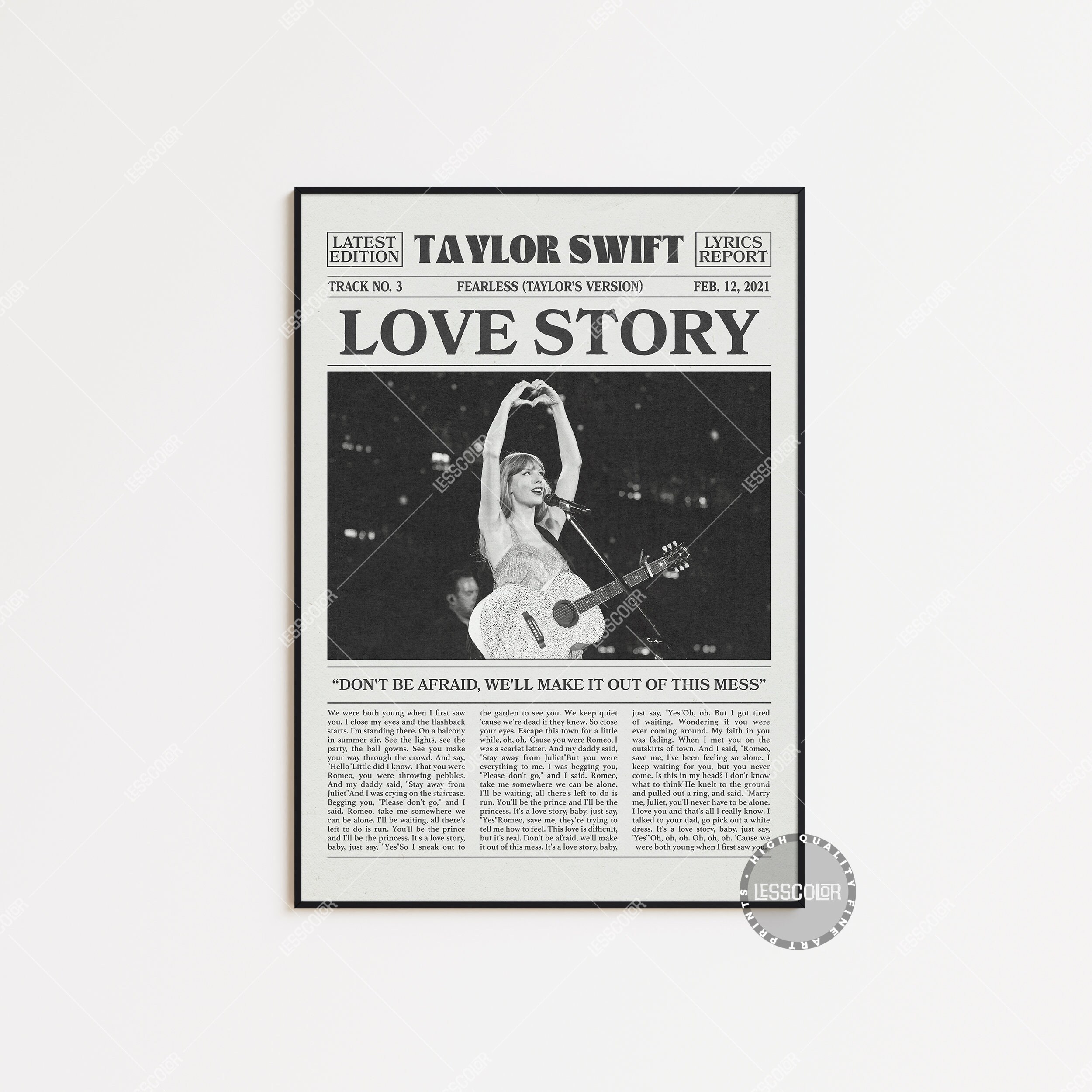 Taylor Swift Bookish Sticker, Love Story Lyrics, Fearless Taylor's