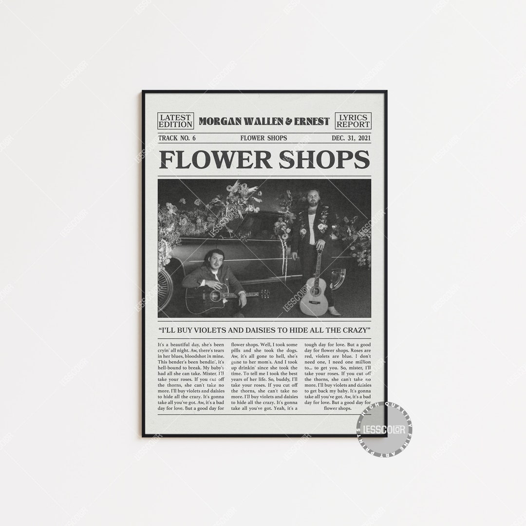 Wallen & Ernest Retro Newspaper Print, Flower Shops Poster, Miss