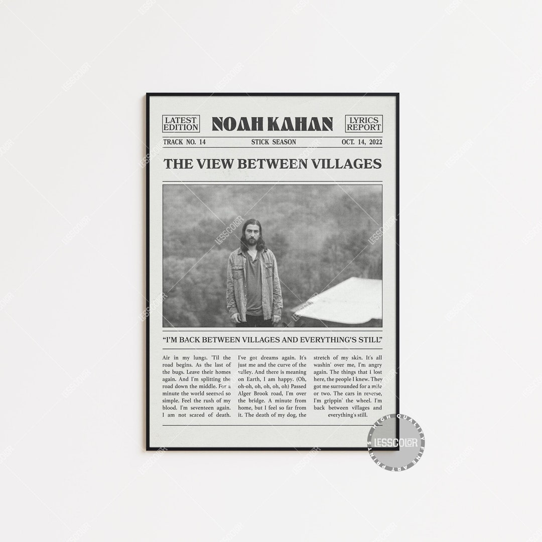 Noah Kahan Retro Newspaper Print, the View Between Villages Poster, Noah Kahan Lyrics Print Noah Kahan Retro Newspaper Print, the View Between Villages Poster, Noah Kahan Lyrics Print