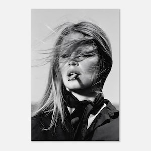 Brigitte Bardot Poster Vintage French Actress Cigarette Black White Wall Art 60x90 cm / 24x36″