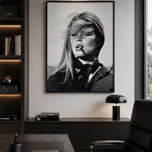 Brigitte Bardot Poster Vintage French Actress Cigarette Black White Wall Art image 6