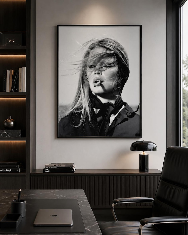 Brigitte Bardot Poster Vintage French Actress Cigarette Black White Wall Art image 6