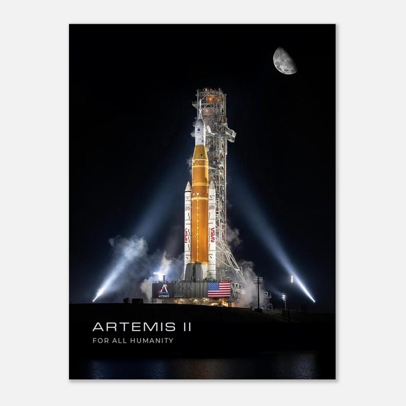Artemis II Poster - NASA Orion Spacecraft Wall Art - Moon Mission Print - Space Lover Gift 75x100 cm / 30x40″