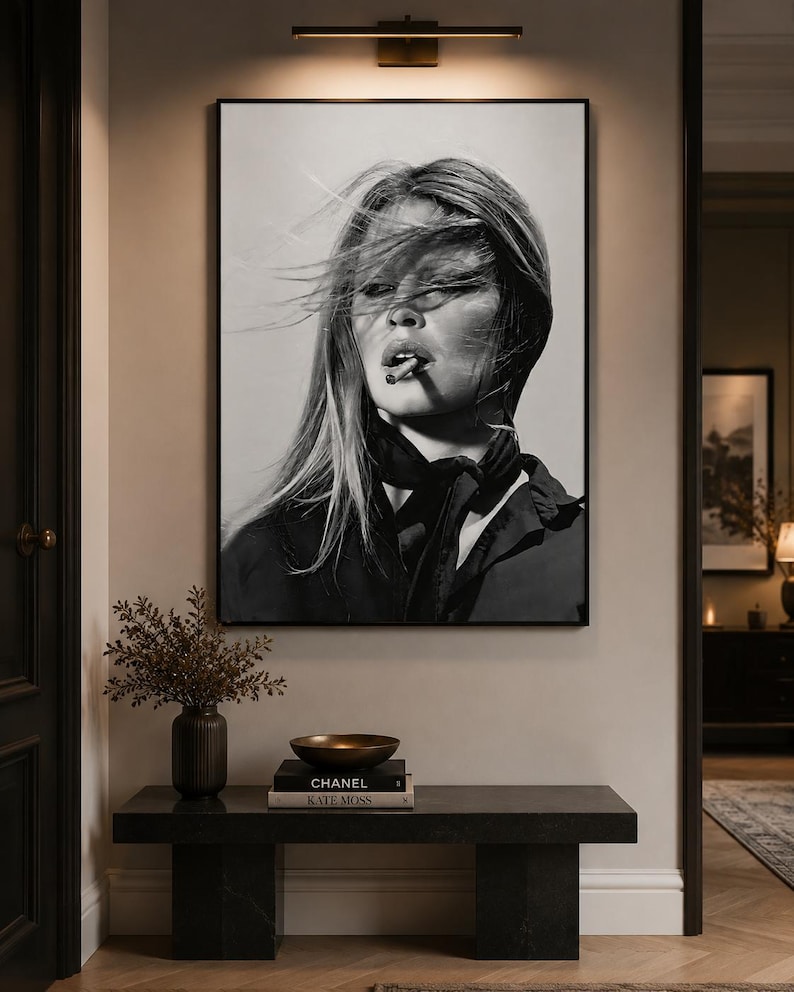 Brigitte Bardot Poster Vintage French Actress Cigarette Black White Wall Art image 5