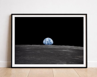 Earthrise Over Moon Poster  From Apollo 11 NASA Space Print