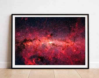 Poster Melkweg - ruimtefoto NASA - afbeelding dieprode kosmische sterren - astronomieprint