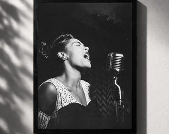 Billie Holiday Print - Jazz Poster - Black and White Print